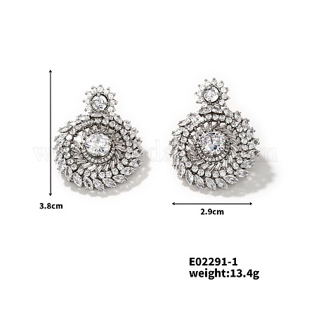 Винтажные классические медные серьги-гвоздики с цирконом ZU4811-1