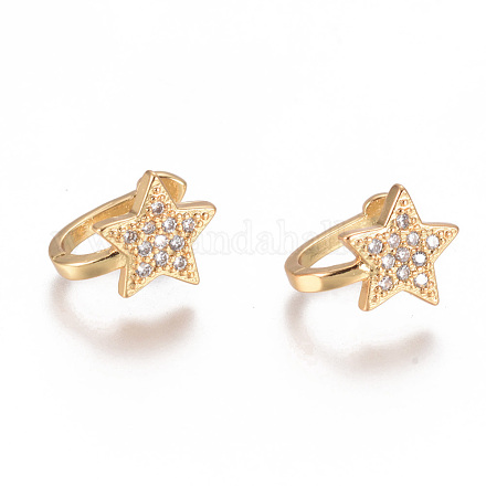 Серьги-манжеты с цирконом из позолоченной латуни X-EJEW-L244-39G-1