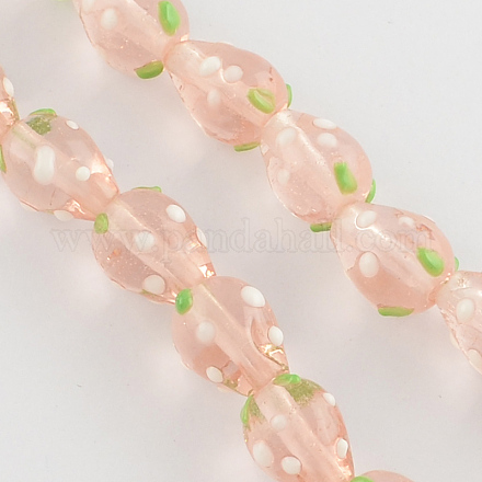 Ручной работы Lampwork 3 d клубника шарики LAMP-R109B-16-1