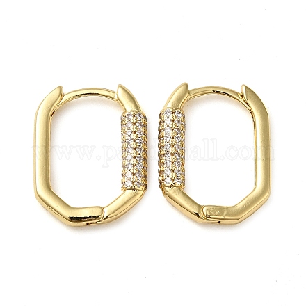 Овальные серьги-кольца из латуни с прозрачными фианитами EJEW-Q791-05G-1