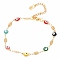 304 Stainless Steel Link Bracelets, with Enamel and Lobster Claw Clasps, Evil Eye & Oval, Colorful, Golden, 7-3/4 inch(19.8cm)