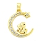 Brass Micro Pave Clear Cubic Zirconia Pendants, Cadmium Free & Nickel Free & Lead Free, The 12 Chinese Zodiac, Mouse, 21x16.5x2.5mm, Hole: 5x2.8mm