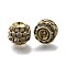 Rhinestone Brass Beads, Lead Free & Cadmium Free, Rack Plating, Round, Golden, 14.5x17mm, Hole: 2mm