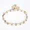 304 Stainless Steel Link Bracelets, with Lobster Claw Clasps, Heart & Flower, Golden, 8-1/4 inch(210mm)x5mm