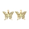 201 Stainless Steel Pendants, Hollow Butterfly Charm, Real 18K Gold Plated, 25.5x32x1mm, Hole: 9x4.5mm