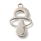 201 Stainless Steel Pendants, Cute Cartoon Pacifier Charms, Stainless Steel Color, 17x11.5x1mm, Hole: 1.5mm