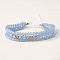 Bohemian Style Glass Beaded Braided Bead Bracelets, Multi-strand Layed Bracelets for Women, Faceted, Steel Blue