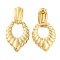Ion Plating(IP) 304 Stainless Steel Stud Dangle Earrings, Oval, Real 14K Gold Plated, 46x22mm