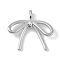 Brass Pendants, Bowknot, Platinum, 20.5x22x3.5mm, Hole: 4mm