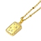 304 Stainless Steel Cubic Zirconia Pendant Necklaces, Real 18K Gold Plated, Rectangle, 15.55~16.50 inch(39.5~41.9cm), pendant: 18x11.5mm