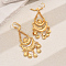 Vintage Ethnic Geometric Half Round Brass Tassel Leverback Earrings, Golden, 7.9x2.5mm