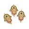 Rack Plating Brass Micro Pave Cubic Zirconia Religion Hamsa Hand Connector Charms, Real 18K Gold Plated, Long-Lasting Plated, Cadmium Free & Lead Free, Mixed Color, 24x15.5x2.5mm, Hole: 1.4mm