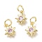 Brass Micro Pave Cubic Zirconia Pendants, with Jump Rings, Star, Real 18K Gold Plated, Lavender Blush, 10x8x2mm, Hole: 3.5mm