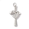 Rack Plating Brass & Clear Cubic Zirconia Pendants, Cadmium Free & Lead Free, Long-Lasting Plated, Cross Heart, with Jump Ring, Platinum, 26x14x3.5mm, Hole: 5mm