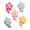 Acrylic Enamel Pendants, with Glass, Flower Charm, Mixed Color, 51.6x32.7x14.1mm, Hole: 3.6mm