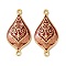 Rack Plating Brass Connector Charms, with Enamel, Long-Lasting Plated, Lead Free & Cadmium Free, Real 18K Gold Plated, Teardrop Links, Dark Red, 33x16x3mm, Hole: 1.8mm