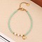 Baroque Natural Pearl Quartz Bracelet, Fashion Stainless Steel Heart Charm, Green