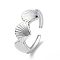 304 Stainless Steel Shell Open Cuff Ring for Women, Stainless Steel Color, Inner Diameter: 17mm
