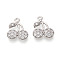 Brass Micro Pave Cubic Zirconia Charms, Cadmium Free & Nickel Free & Lead Free, Cherry, Platinum, 14.1x12x2.2mm, Hole: 1.2mm