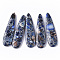 Synthetic Regalite/Imperial Jasper/Sea Sediment Jasper Pendants, Dyed, Teardrop, Blue, 45x12x4mm, Hole: 1.2mm