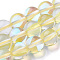 Synthetic Moonstone Beads Strands, Dyed, Holographic Beads, Half AB Color Plated, Round, Light Yellow, 10mm, Hole: 1mm, about 40pcs/strand, 15 inch