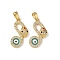 Brass Micro Pave Cubic Zirconia Pendants, with Enamel, Snake with Evil Eye, Real 18K Gold Plated, 19x15x4mm, Hole: 2.5x5mm