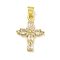 Rack Plating Brass Micro Pave Cubic Zirconia Pendants, Long-Lasting Plated, Real 18K Gold Plated, Lead Free & Cadmium Free, Cross, Clear, 21x15x3mm, Hole: 4x3mm