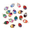 Gradient Color Glass Pendants, with Brass Prong Settings, Faceted, Oval, Light Gold, Mixed Color, 19x11x5.5mm, Hole: 1.6mm