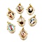 Rack Plating Brass Enamel Pendants, with Plastic Imitation Pearl, Long-Lasting Plated, Cadmium Free & Lead Free, Real 18K Gold Plated, Oval , Mixed Color, 28x22.5x6mm, Hole: 4.5x3.5mm