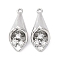 Brass Rhinestone Pendants, Cadmium Free & Nickel Free & Lead Free, Bouquet Charms, Real Platinum Plated, 20x8x6.5mm, Hole: 1.2mm