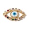 Rack Plating Brass Micro Pave Colorful Cubic Zirconia Connector Charms, Evil Eye Link, with Shell Cabochon, Cadmium Free & Nickel Free & Lead Free, Eye, Real 18K Gold Plated, 16.5x27.5x4mm, Hole: 1.5mm