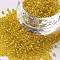 12/0 Glass Seed Beads, Silver Lined Round Hole, Round, Yellow, 2mm, Hole: 1mm, about 2000 beads/30g