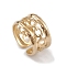 Ion Plating(IP) 304 Stainless Steel Cuff Rings, Hollow Out Chain Element Wide Band Ring for Women, Real 14K Gold Plated, 11mm, Inner Diameter: 16.6mm