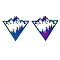 Ion Plating(IP) 201 Stainless Steel Filigree Pendants, Etched Metal Embellishments, Triangle with Mountains, Rainbow Color, 36.5x37x0.3mm, Hole: 1.6mm