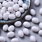 Opaque Acrylic Beads, Oval, White, 12x9mm, Hole: 2mm, about 820pcs/500g