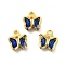 Glass Charms, Butterfly, with Brass Findings, Long-Lasting Plated, Golden, Medium Aquamarine, 8.5x7x2mm, Hole: 1mm