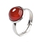 Half Round Natural Carnelian Finger Rings, 304 Stainless Steel Adjustable Rings for Women, Round: 10mm, US Size 6(16.5mm), 3mm