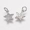 Brass Micro Pave Grade AAA Cubic Zirconia Charms, Lead Free & Nickel Free & Cadmium Free, Star, Real Platinum Plated, 9x7.5x1.5mm, Hole: 2mm