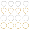 40Pcs 4 Styles Rack Plating Brass Connector Charms Sets, Long-Lasting Plated, Ring & Heart Links, Platinum & Golden, 28x25x1mm, Hole: 1.4mm, 10pcs/style