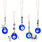 5Pcs 5 Style Handmade Glass Evil Eye Pendant Decorations, with Alloy Beads, Polyester Cord, Blue, 140~174mm, 1pc/style