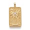 Brass Micro Pave Clear Cubic Zirconia Pendants, Real 18K Gold Plated, Tarot Card Charms, The Sun, Real 18K Gold Plated, 30x15x4mm, Hole: 3~4mm