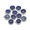 Synthetic Lapis Lazuli Pendants, with Brass Findings, Faceted, Dyed, Flat Round, Platinum, Blue, 19~21x15~16x6~7mm, Hole: 2mm