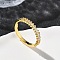 Brass Micro Pave Cubic Zirconia Finger Rings, Long-Lasting Plated, Rack Plating, Lead Free & Cadmium Free, Real 18K Gold Plated, 3mm, Inner Diameter: 17mm