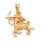 Ion Plating(IP) 304 Stainless Steel Pendants, Textured, Constellation/Zodiac Sign, Sagittarius, 34x36x3.3mm, Hole: 10x4.5mm