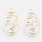 Brass Pendants, Face, Nickel Free, Real 18K Gold Plated, 20x11x1mm, Hole: 1.4mm