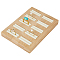10-Slot Rectangle Bamboo Ring Display Tray Stands, Finger Ring Organizer Holder, with PU Imitation Leather Inside, Lemon Chiffon, 14.9x10.4x1.7cm