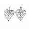 Non-Tarnish 304 Stainless Steel Pendants, Cadmium Free & Nickel Free & Lead Free, Textured, Heart, Stainless Steel Color, 24x17x5mm, Hole: 3mm