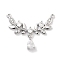 Brass Micro Pave Clear Cubic Zirconia Pendants, Cadmium Free & Nickel Free & Lead Free, Leaf Charms, Platinum, 22.5x27.5x3mm, Hole: 1mm