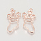 Alloy Open Back Bezel Pendants, For DIY UV Resin, Epoxy Resin, Pressed Flower Jewelry, Christmas Stocking, Rose Gold, 37x18x3mm, Hole: 2mm