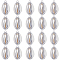 20Pcs Electroplated Natural Cowrie Shell Pendants, Shell Charm with Iron Findings, Platinum, 18~24x10~14x6~7mm, Hole: 1.5mm